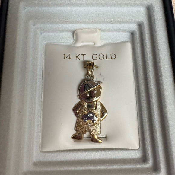 14Kt Little Boy with Overalls Pendant
